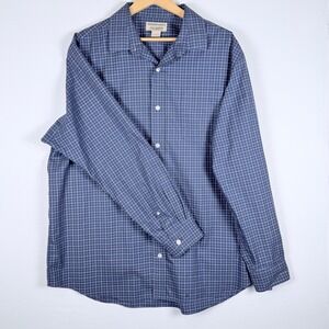 Duluth Trading Wrinkle Fighter Button Down Shirt XL Blue Long Sleeve 100% Cotton